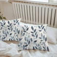 thumbnail image 7 of Waterproof Throw Pillow Covers Set of 2, 16x16 Inch Navy Blue Botanical Decorative Pillowcases Outdoor Pillow Slip Cushion Covers Set for Couch Tent Pastoral Spring Leaves Watercolor, 7 of 7