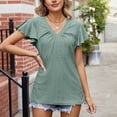 thumbnail image 5 of Njoeus Womens Tops Summer Ruffle Short Sleeve V Neck T Shirts Casual Loose Eyelet Tops Blouse S-XXL, 5 of 7