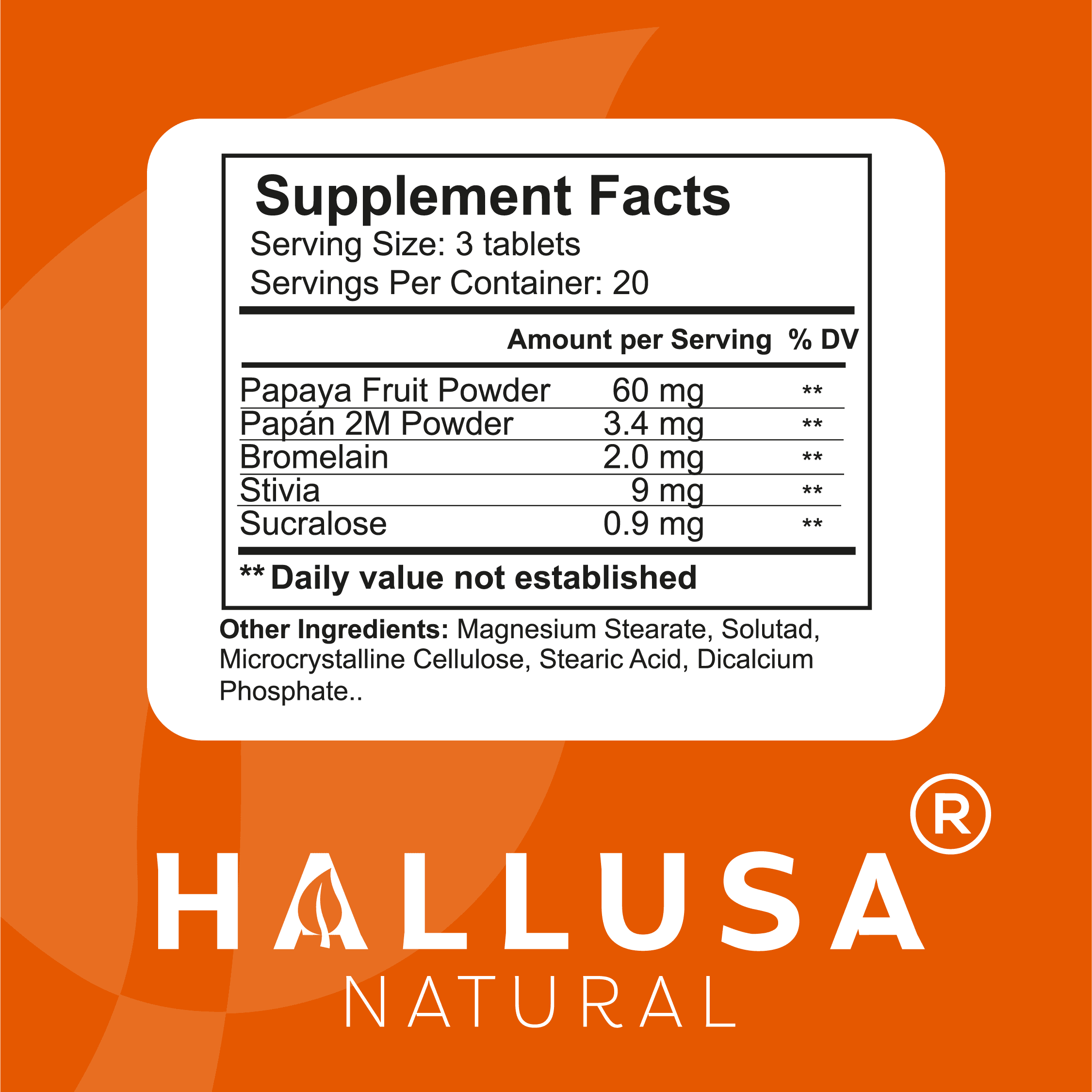HALLUSA Papaya Enzyme – Digestive Enzymes for Women and Men Probiotics for Digestive Health 60Tabs