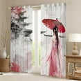 thumbnail image 2 of Asian Oriental Curtains Women,Chinese Style Curtains 30%-50% Blackout Red and Black Living Room Decor,Traditional Aesthetic Curtains Vintage Ink Window Curtains 2 Panels 52"Wx84"L, 2 of 5