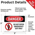 thumbnail image 2 of Do Not Enter Emergency Exit Only OSHA Danger Vinyl Decal Label 5 Inch x 3.5 Inch - 10 Pack, 2 of 6