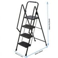 thumbnail image 2 of PUKNLY 4-Step Steel Ladder with Anti-Slip Wide Pedals & Safety Handle - 300lb Capacity Folding Step Stool, Lightweight Portable Ladder for Household Kitchen Use,Black,4-Step, 2 of 10