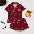 thumbnail image 2 of Bobifish Toddler Girls Halloween Print Sleepwear Sets Short Sleeve Collared Button Down Top&Shorts Nightwear Kids Girls Sets, 2 of 9