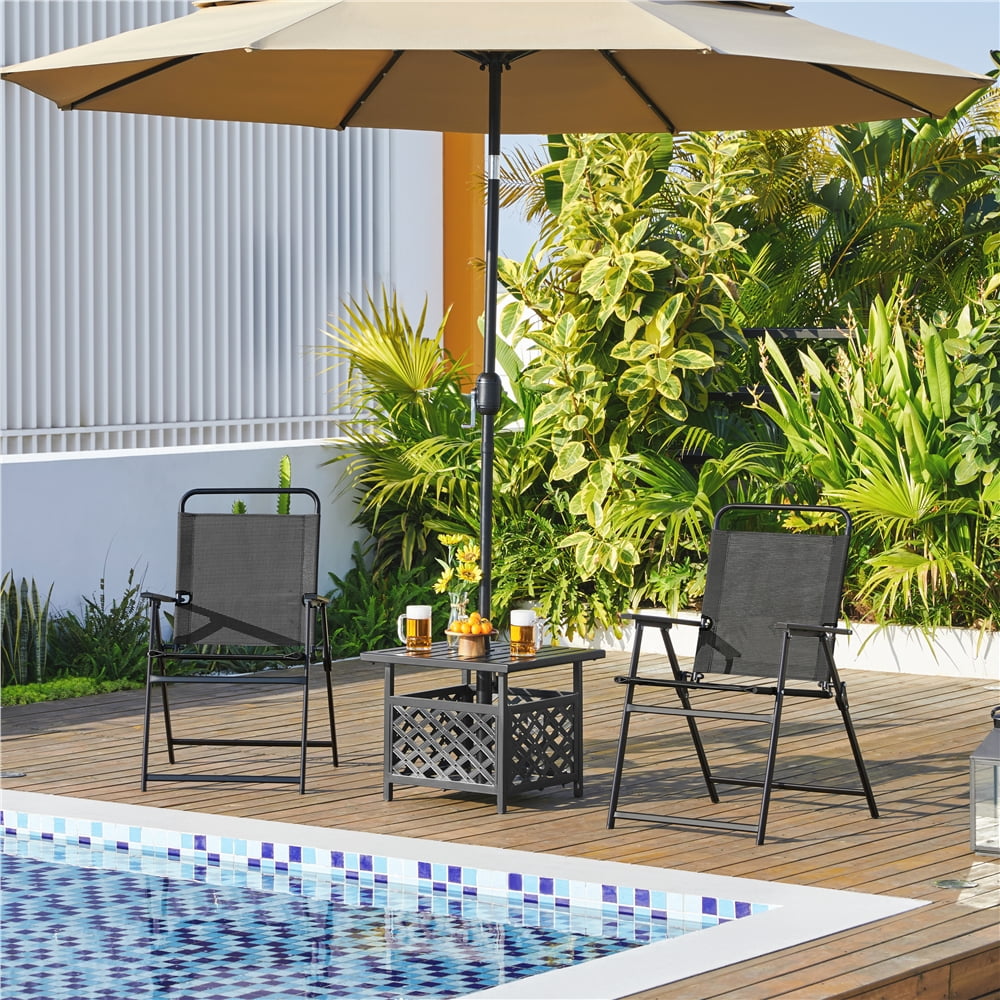 Yaheetech 2pcs Folding Dining Chairs with Backrest, Black