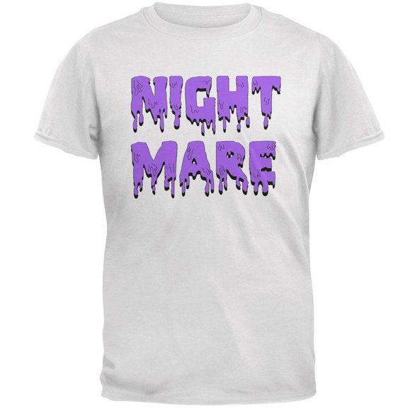 Halloween Nightmare Horror Purple Dripping Text Mens T Shirt White SM