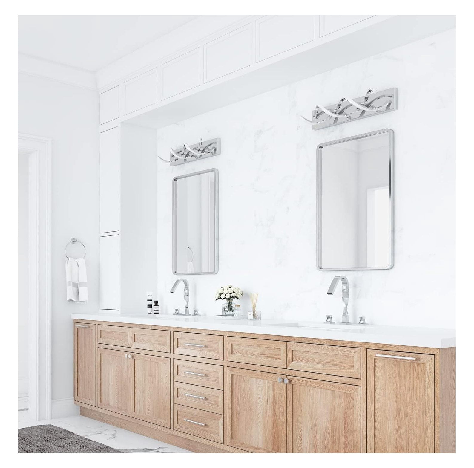 Modern LED Bathroom Vanity Lights, 1-Light Aluminium Stainless Steel Spiral Design Wall Lighting Fixture, Bathroom Sconces Wall Lighting for Living Room Entryway Bedroom Wall Sconce