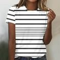 thumbnail image 2 of XIAfhje Women Summer Tops Short Sleeve Crewneck Striped Color Block T Shirts Casual Loose Tunic Tops Basic Tee Shirt Pullover, 2 of 4