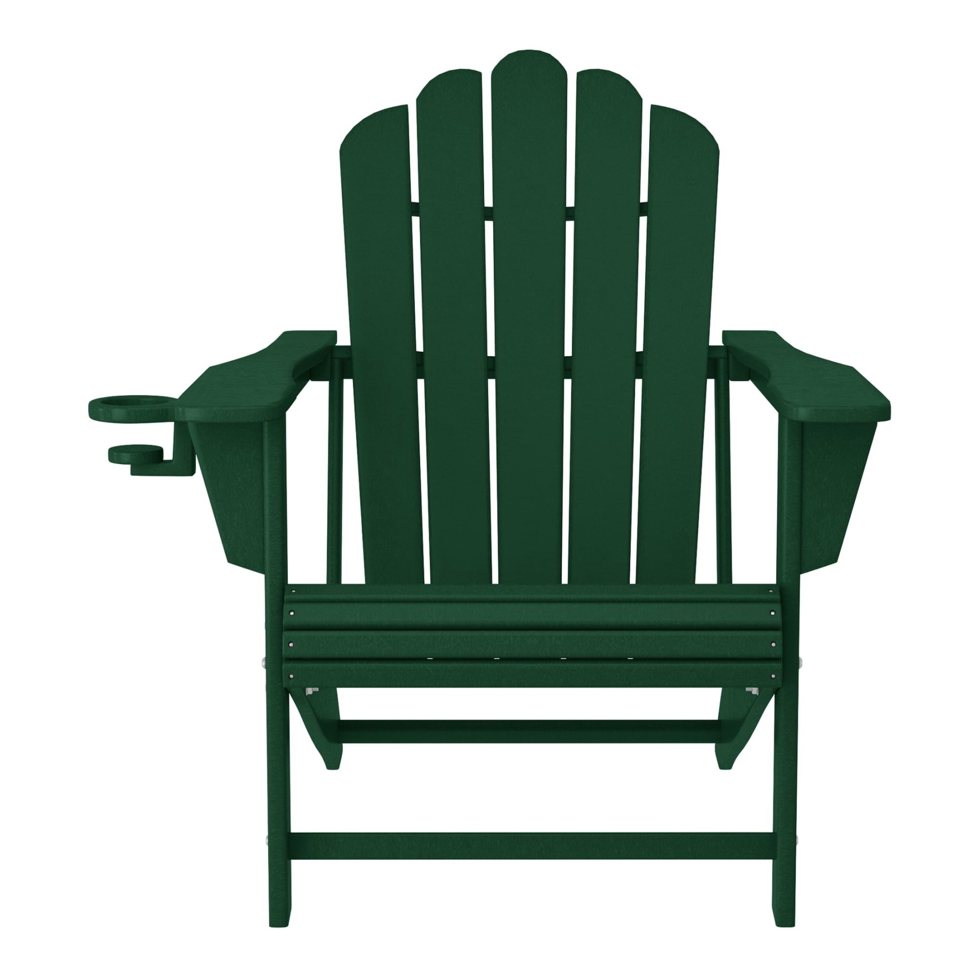 WestinTrends Highland Outdoor Patio HDPE Adirondack Chairs With Cup Holders (Set of 8), Dark Green