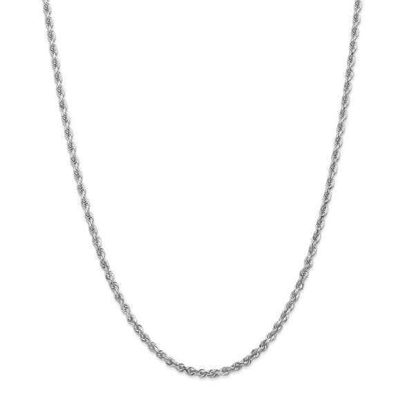 Solid 14k White Gold Big Heavy 3.35mm Diamond-Cut Quadruple Rope Chain Necklace 24" - with Secure Lobster Lock Clasp