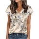 thumbnail image 1 of Camisetas para las Mujeres Casual Cuello en V Manga Corta Estampado Tops de Moda de Verano Fluido, 1 of 6