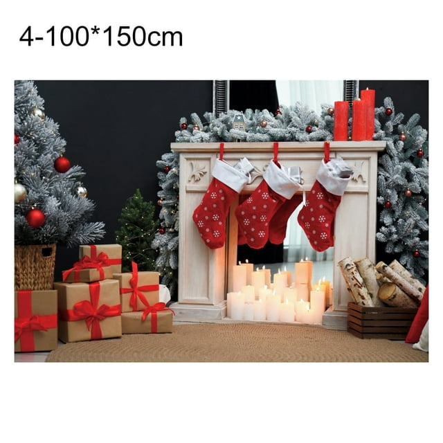 Backdrop Rectangle Christmas Backdrop No-wrinkle Fabric Santa Claus Background Screen Party Decor