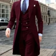 thumbnail image 5 of Traje elegante para hombre, traje ajustado, 3 piezas, chaqueta, chaleco, pantalones, conjunto de esmoquin formal para boda, escenario, fiesta, abrigo largo, 5 of 5