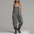 thumbnail image 5 of Jewelreauty Women's Overalls Jumpsuits with Pockets Sleeveless Cargo Bibs Linen Loose Summer Casual Long Rompers (M, Gray), 5 of 7
