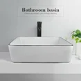 thumbnail image 5 of FULLWATT Bathroom Ceramic Sink Vanity Vessel Basin Porcelain Faucet Drain Combo Rectangle,White, 5 of 9