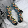 thumbnail image 5 of KLL Blue Floral Print Cool Socks Men's Women's Crew Socks Funny Crazy Novelty Stockings, 5 of 6