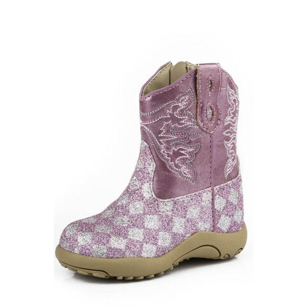 Roper Roper Western Boots Girl Glitter Check Infant Pink 090161901
