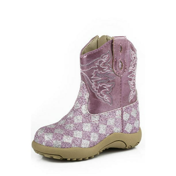 Roper - Roper Western Boots Girl Glitter Check Infant Pink 09-016-1901 ...