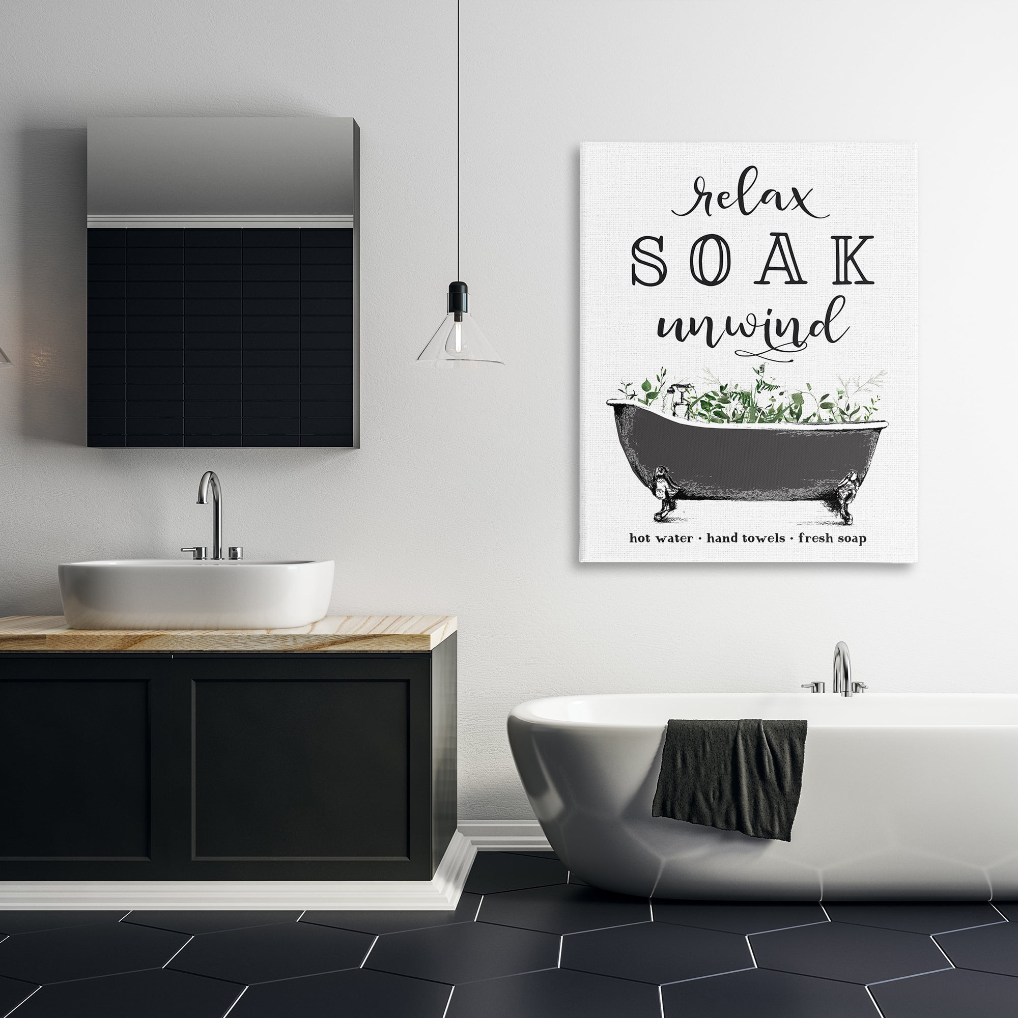Vintage Bathing Reminders Canvas Wall Art, design by Lettered and Lined