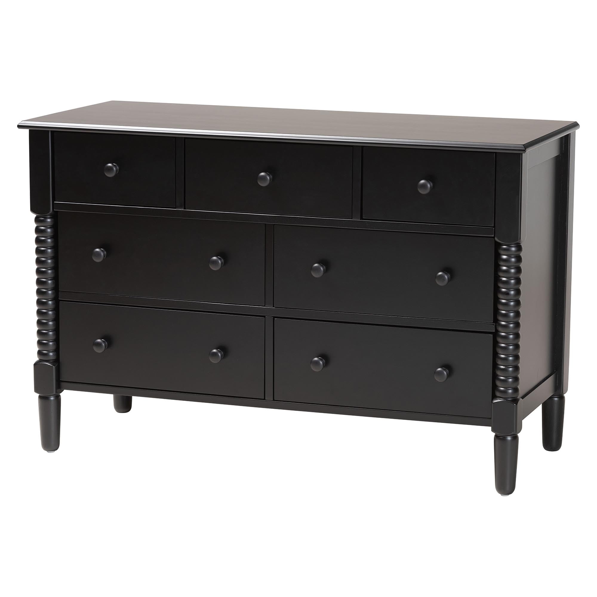 Baxton Studio Braith Farmhouse Dresser, 7-Drawer, Black