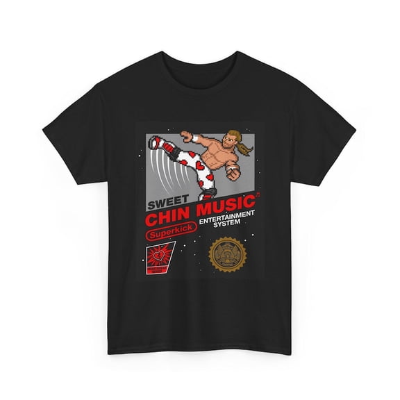 WWE 8-Bit Sweet Chin Music Tee, Shawn Michaels Super Kick Shirt, Unisex Heavy Cotton Tshirt, Wrestling Fan Gift, Retro Gamer Apparel