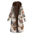 thumbnail image 3 of Veste à Capuche Zippée Imprimée Florale pour Femmes, Douce et Chaude, Manches Longues, Mode, 3 of 4