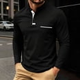 thumbnail image 2 of LEAVINGSUO Men's Stand Collar Long Sleeve Shirt Casual Loose Fitting Sports Breathable Top Black S, 2 of 6
