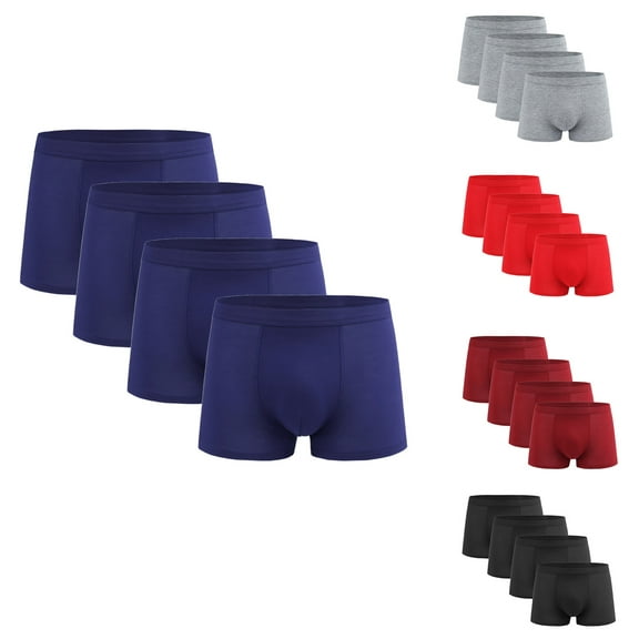 HomeDM Men's Breathable Underwear, 4 Pack Solid Color Boxer Briefs with ComfortFlexible Waistband, L-4XL