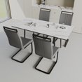 thumbnail image 2 of An expandable dining table set for 2-6 people, equipped with a C-shaped tubular cushioned armless dining chair and an elegant and spacious dining table kitchen table and chair set, with metal legs, 2 of 9