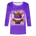 thumbnail image 5 of Qetyuw Womens Mardi Gras Tshirts 3/4 Length Sleeve Round Neck Tops Loose Fit Mask Graphic Tees Casual Theme Party Tshirts, 5 of 5