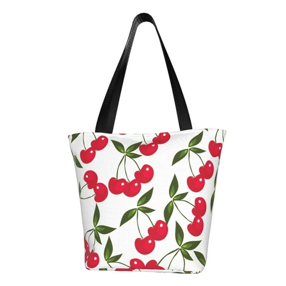 Defioc Cherry Print Tote Bag for Women,Shoulder Bag with Zipper Casual Tote's Handbag Big Capacity Shoulder Bag with Inner Pocket Fit for Shopping,Office,Travel