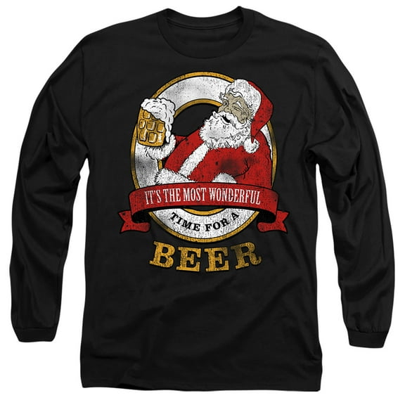 Christmas Wonderful Time for a Beer Unisex Adult Long-Sleeve T Shirt