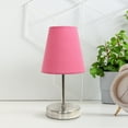 thumbnail image 4 of Creekwood Home Nauru 10.5" Traditional Petite Metal Stick Bedside Table Desk Lamp in Sand Nickel with Fabric Empire Shade for Nightstand, End Table, Dorm, Home Décor, Bedroom, Living Room, Pink, 4 of 6
