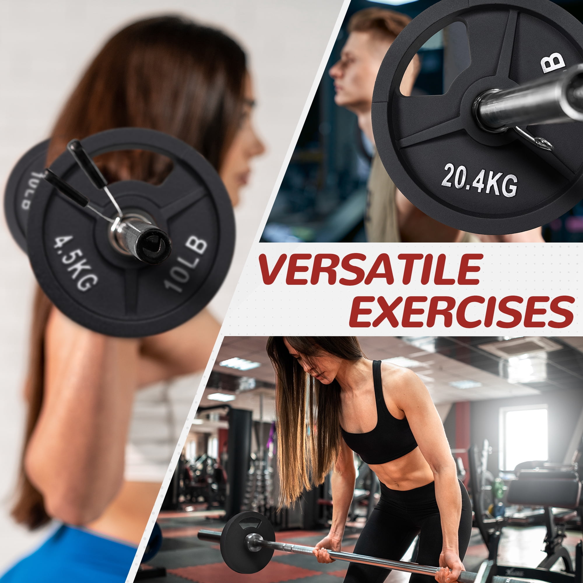FlexWave Solid Cast Iron Black Glaze Olympic Plate, Rust-Proof Double Scale, 35-210LB Multiple Specifications Available, Lifelong Bending And Crack Resistance, Suitable for All 2-inch Barbells