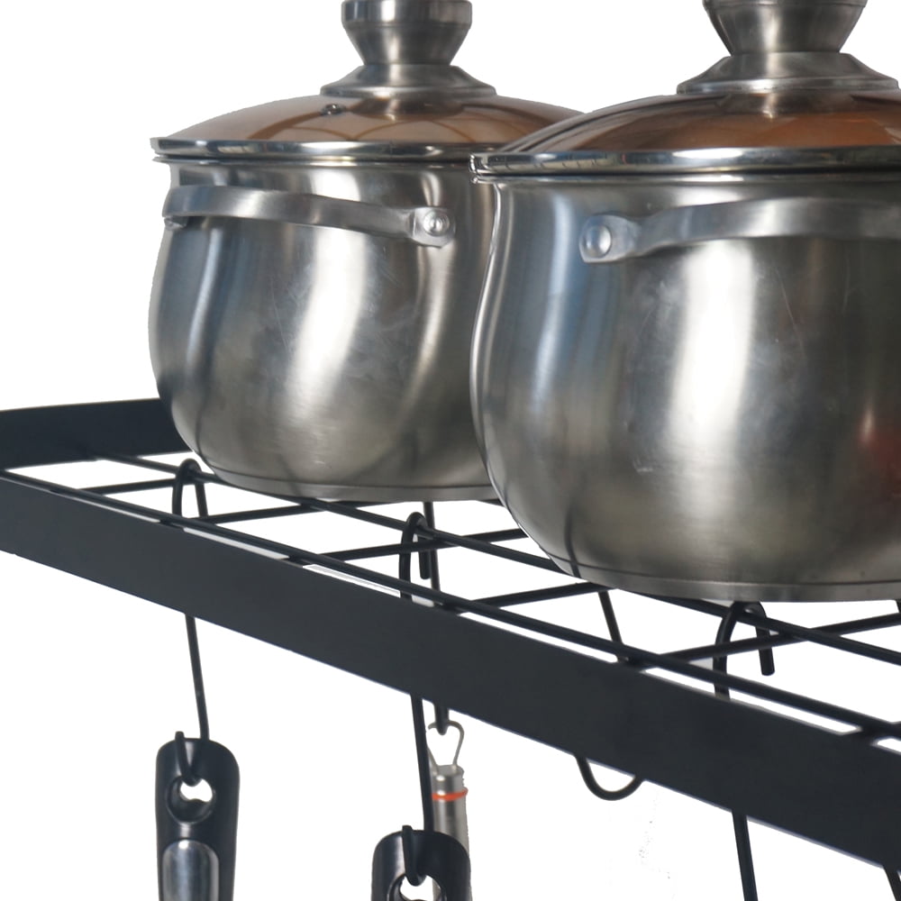 Kepooman 2 Tire Pot Rack, Wall Mounted Hanging Racks for Kitchen, Black