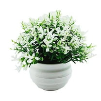 Artificial Flowers and Plant on Sale Barhoo Fake Flowers in Vase Artificial Potted Plants Plastic Greenery in Pots Small Faux Topiary Shrubs for Centerpiece Desk Room House Decor Decoration