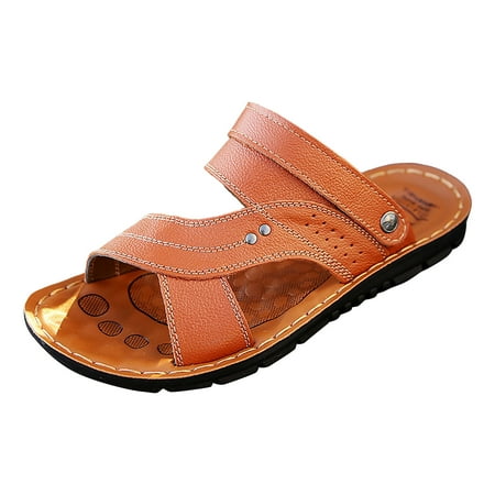 

SEMIMAY Male Summer Comfort Middle Aged Slippers Sandals Dual Use Shoes Yellow