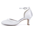thumbnail image 4 of Women's Pumps High Heel Bow Rhinestones Satin 4CM Ankle Strap Party Dress Wedding Shoes, 4 of 6