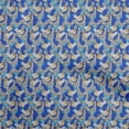 thumbnail image 1 of oneOone Cotton Silk Medium Blue Fabric Kalamakri Hen Sewing Fabric By The Yard Printed Diy Clothing Sewing Supplies 42 Inch Wide, 1 of 5