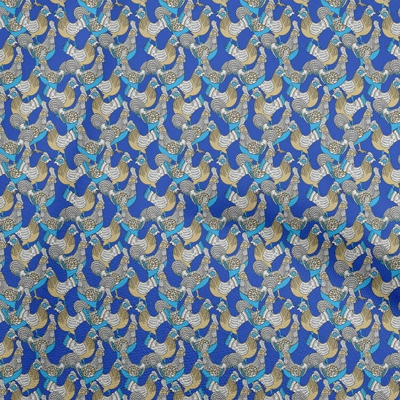 oneOone Silk Tabby Medium Blue Fabric Kalamakri Hen Quilting Supplies Print Sewing Fabric By The Yard 42 Inch Wide
