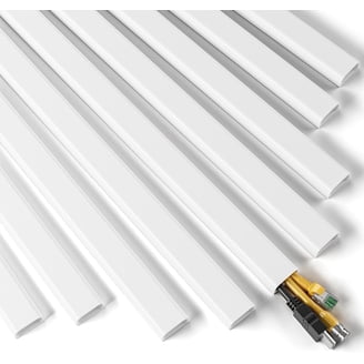 HARFINGTON 5-Piece Cord Hider Wall Kit – 15" X 0.8" X 0.4" PVC Cable Covers, Self-Adhesive, 75" Total Length, Grey, For TV Wires & Cables