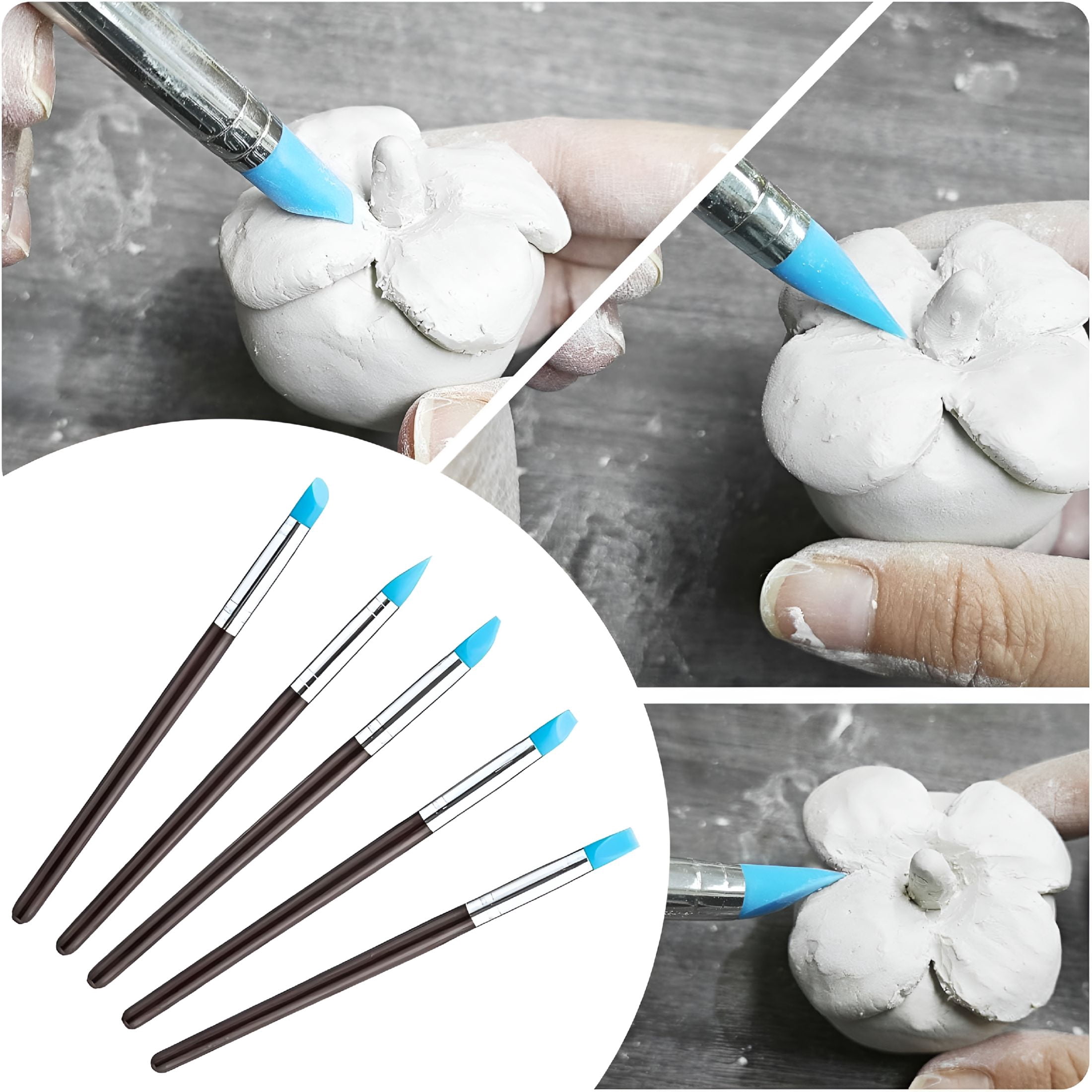 EXLEAF 100Ml Air Dry Clay Glaze and 29Pcs Clay Tools Kit,Gloss Clay Varnish Protects Clay From Surface Wear,Pottery Tools for Stippling,Carving,Molding,and Shaping Clay Crafts