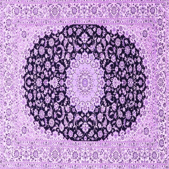 Ahgly Company Indoor Square Medallion Purple Traditional Area Rugs, 4' Square