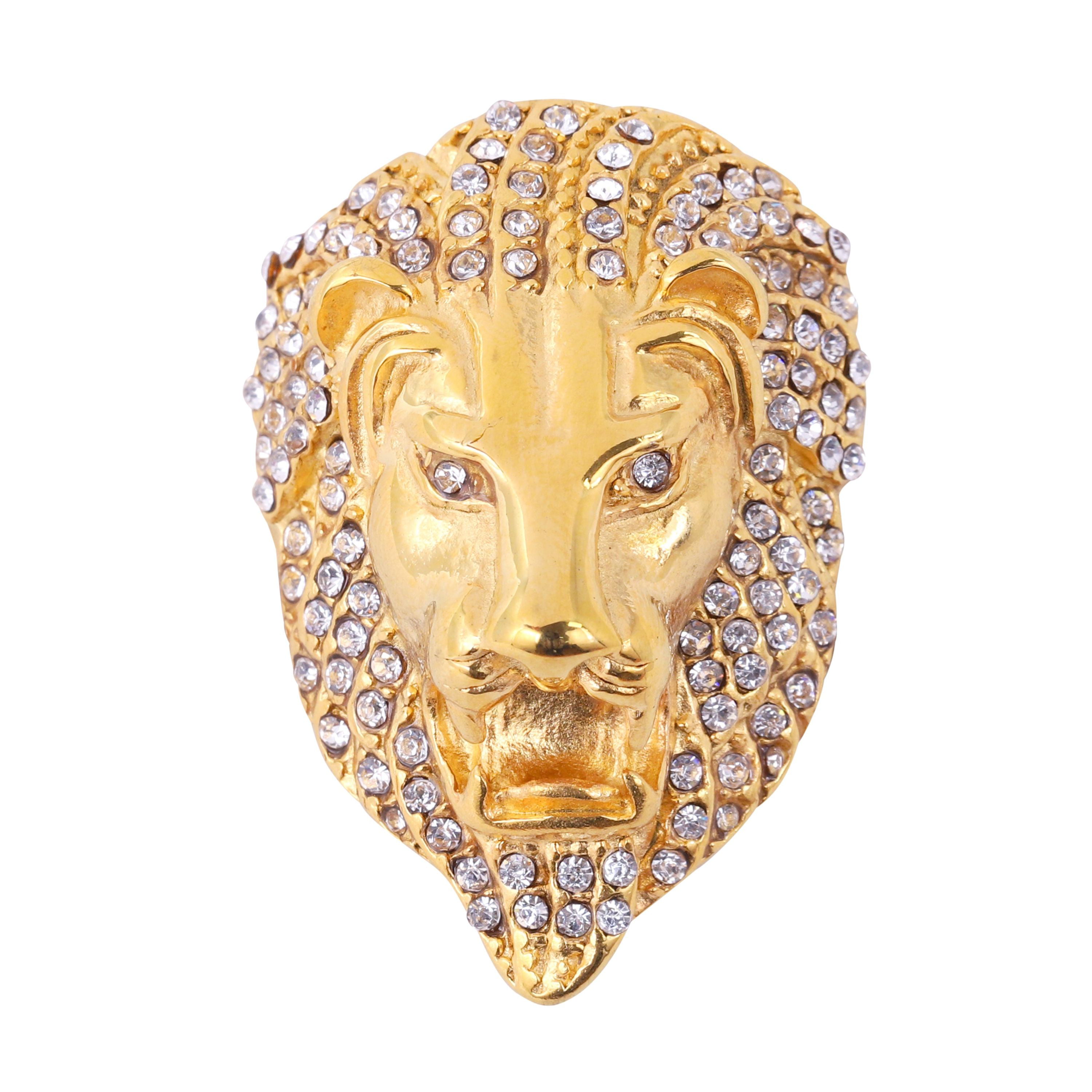 Men's Lion Rings 18k Yellow Gold Filled Stainless Steel Jewelry Size8 9 10 11 12 
