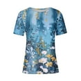 thumbnail image 3 of Womens T-Shirts Fashion Floral Print Shirts Loose Casual Pullover Short Sleeve Blouses Tops Summer Clothing Top for Women, 3 of 4