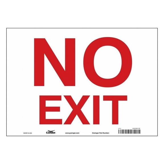 Condor Exit Sign, Vinyl, 14" W, 10" H, No Exit, White 480H39