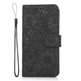 thumbnail image 1 of TOP SHE PU Leather Embossed Three Cards Folding Folio Case with Cards Holder Pocket Lanyard Anti-Scratch Shockproof Bumper Cover Case For Samsung Galaxy A10,Black, 1 of 5