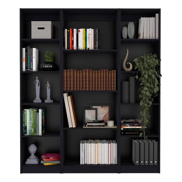 FM FURNITURE Elida Ensemble de Salon 3 Pcs Bois d'Ingénierie Noir