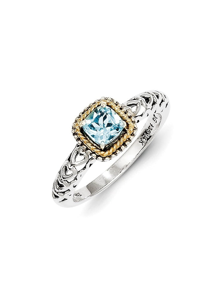Jewels By Lux Sterling Silver w/14K Gold Blue Topaz Ring Jewels By Lux Sterling Silver w/14K Gold Blue Topaz Ring