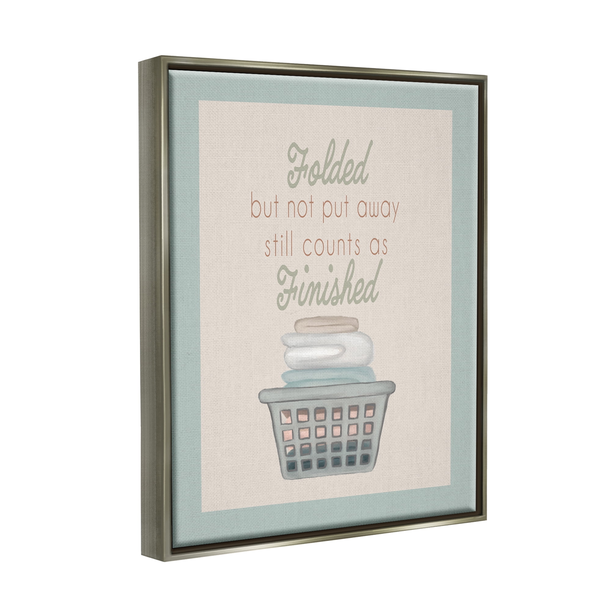 Stupell Industries Funny Folded Laundry Phrase Typography Painting Gray Floater Framed Art Print Wall Art, 17 x 21