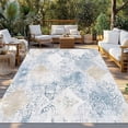 thumbnail image 3 of Fsddascl Blue Beige Floral Outdoor Rug for Patio/Deck/Porch, Non-Slip Large Area Rug 4 x 6 Ft, Vintage Smear Abstract Art Indoor Outdoor Rugs Washable Area Rugs, Reversible Camping Rug Carpet Runner, 3 of 5
